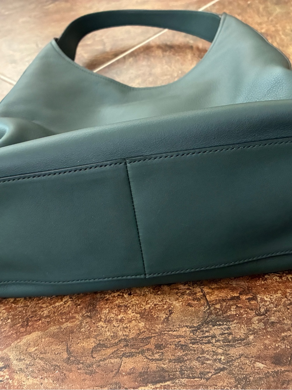 Prada Vitello Corsica Smeraldo Green Leather Hobo Shoulder Bag 1BC013 - Picture 10 of 14
